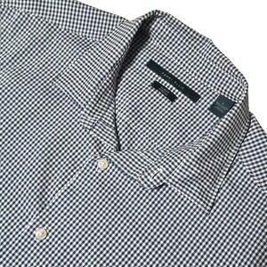 Perry Ellis Mens Slim Fit Stretch Plaid Shirt Navy Blue L Wrinkle Resisitant